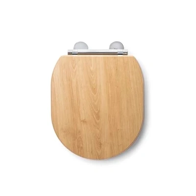 Image of Croydex Bolsena Oak Effect Toilet Seat, Brown Adjustable Hinges Fit All Standard Toilets, Soft Close Action, Quick Release, Anti Bacterial Treated, Top &amp; Bottom Fix, Fittings Included