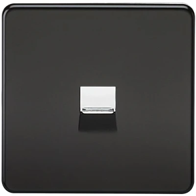 Image of KnightsBridge Screwless Matt Black Telephone Extension Socket Flush Wall