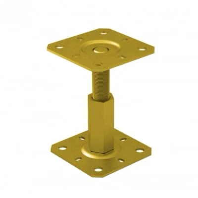 Image of Heavy Duty Yellow Galvanised Adjustable 100 150mm Elevated Post Base Support for Pergola Terrace Gazebo (130mm x 130mm)