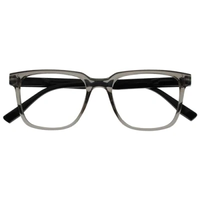 Image of OPULIZE LEO Reading Glasses Large Rectangular Frame Grey Black Arms Mens Womens Spring Hinges R55 7 +1.00