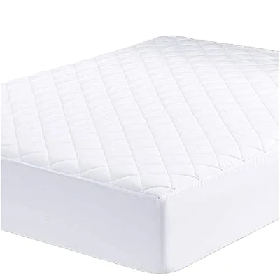 Image of UYEESE Double Size Mattress Protector Quilted Extra Deep Pocket Cover, Breathable Hypoallergenic and Noiseless Pad Fitted Bed Sheet (Double 137 x 191 + 40 cm) White