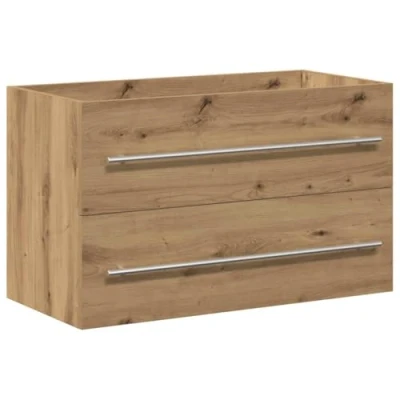 Image of vidaXL bathroom sink cabinet 80x38.5x48 cm artisan oak modern engineered wood wall mounted vanity