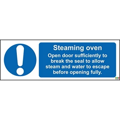 Image of Hygiene catering Steaming oven safety sign Self adhesive sticker 150mm x 50mm