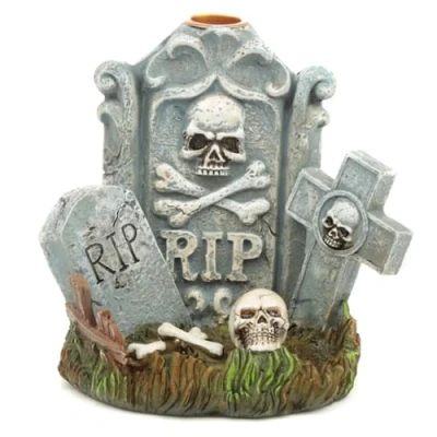 Image of Puckator RIP Tombstone Backflow Incense Burner Home Zen Meditation Decor Accessories Waterfall Cone Spiritual Feng Shui Gothic Goth Relaxation Gifts Gift Desk Ornaments