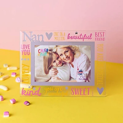 Image of Celebrations 6&quot; x 4&quot; Cheerful Glass Photo Frame Nan