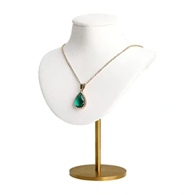 Image of GemeShou White necklace holder bust for girls, Velvet hanging jewelry organizer, Small mannequin, Metal display stands selling【White】