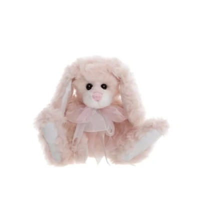 Image of Charlie Bears Camellia Cuddle Time Exclusive, Plush Bunny Rabbit Teddy Bear, Handmade, Collectable, Fully Jointed, Poseable, Pink, Super Soft
