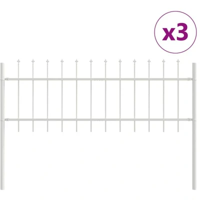 Image of vidaXL Garden Fence Set of 3 Cool White Powder Coated Steel