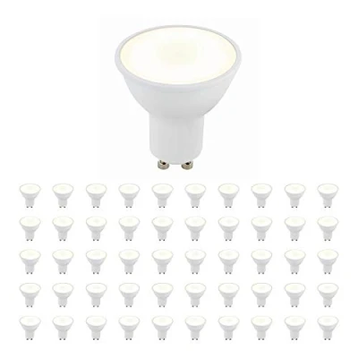 Image of 6W LED GU10 SMD Bulb 4000k Lamp Energy Saving Light 460 Lumen Spot 120 Degree Wide Beam Angle 50W Halogen Equivalent 25000 Hours Frosted Cool White Pack of 50