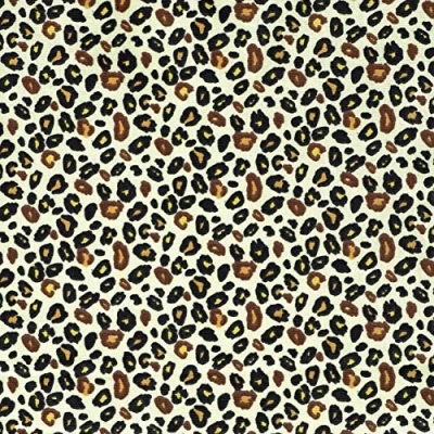 Image of Textiles français LEOPARD fabric black, rusty red, orange and yellow on a cream white base cloth 100% Cotton Print 160 cm (63 inches) wide Per half metre length increment*