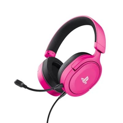 Image of Trust Gaming GXT 498P Forta [Officially Licensed for PlayStation 5] Headset PS5 / PS4, 1.2m Cable, 50mm Drivers, 3D Audio, Detachable Microphone, Wired Over Ear Headphones with Mic, Pink