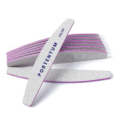 Image of PORTENTUM 8 PCS Professional Nail Files Double Sided Emery Board for Nails 100/180 Grit Washable File, Fingernail Buffering Manicure Tools Styling Pet Grooming
