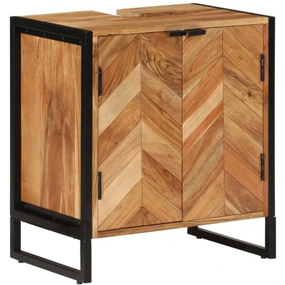 Image of vidaXL Bathroom Cabinet 55x35x60 cm Solid Wood Acacia and Iron