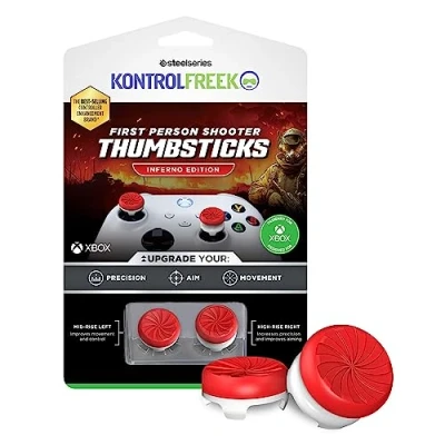 Image of KontrolFreek FPS Freek Inferno for Xbox One and Series X Controller, Performance Thumbsticks, 1 High Rise, Mid Red/white