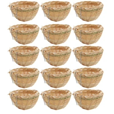 Image of Baoblaze 15x Handmade Bamboo Wicker Canary Nest Pans For Cage Hanging