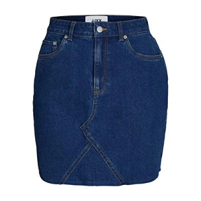 Image of JJXX Women&#039;s Jxhazel Short Skirt Hw Rh AKM Ln, Medium Blue Denim/Detail:akm2, L