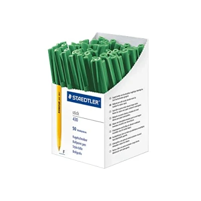 Image of Staedtler Stick 430 F 5CP5 Ballpoint Pen Fine Green (Pack of 50)