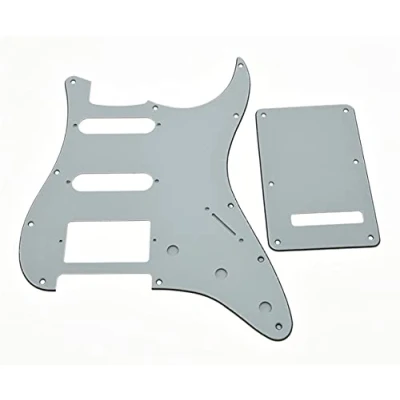 Image of Dopro Strat HSS Guitar Pickguard ST Back Plate Tremolo Cover for USA/Mexican FD White 3 Ply