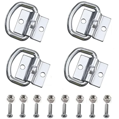 Image of WeqeYent 4 Pcs D Rings Tie Downs Straps Ring,D Ring Galvanized Steel Cargo Anchors Lashing Heavy Duty Hooks with 8 bolts for Loads securing in Van Boat Trailers Truck