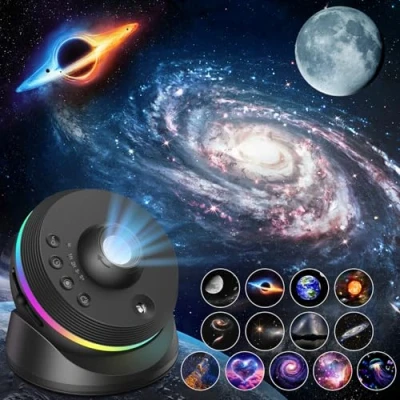 Image of Cawevon Galaxy Projector, 4K HD Planetarium Star Projector with 13 Film Discs, 360 Rotatable Realistic Nebula Night Light Timer &amp; Dynamic Meteor for Bedroom