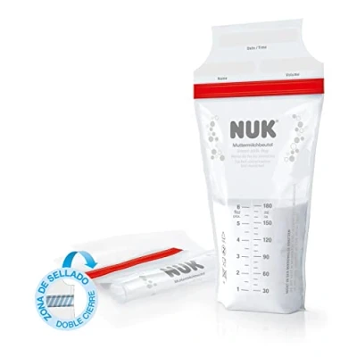 Image of NUK Breast Milk Bags Space Saving &amp; Ready to Use 180ml Pack of 25 Transparent