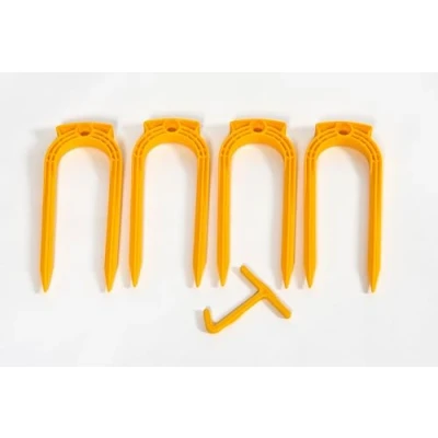 Image of Samba Yellow Plastic Ground Anchors Pack of 4 Secures Portable Football Goal Posts Fixing Sturdy