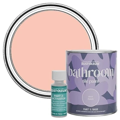 Image of Rust Oleum Peach Water Resistant Bathroom Tile Paint in Matt Finish Happy As A Clam 750ml