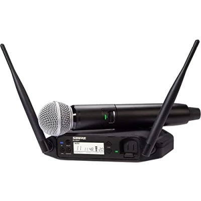 Image of Shure GLXD24+/SM58 Dual Band Pro Digital Wireless Microphone System for Church, Karaoke, Vocals 12 Hour Battery Life, 100 ft Range SM58 Handheld Vocal Mic, Single Channel Receiver