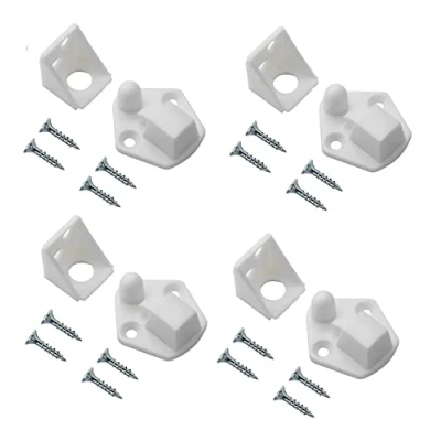 Image of TERF® Peglock Style Cupboard Cabinet Door Catch White Nylon Spring Latch including Fixing Screw for Kitchen Bathroom Cupboards Wardrobes Drawer Pack of 4