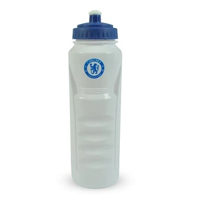 Image of Hy Pro Officially Licensed FC Chelsea 1 Litre Sports Water Bottle Blues, 1L, Reuseable, BPA Free Retractable Nozzle, Lightweight, Bottle, Leakproof, White