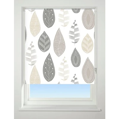 Image of UNIVERSAL Leaf Patterned Thermal Blackout Roller Blind, Neutral, W90cm