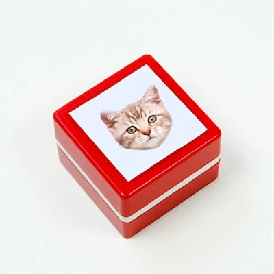 Image of Custom Pet Stamp Self Inking Gifts for Lover,Custom Stamp,Custom Portrait Stamp,Personalised Ink (Red,Simple Model 1)
