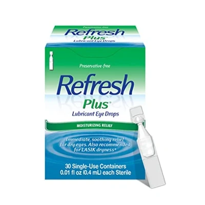 Image of Refresh Plus Lubricant Eye Drops, 30 Single Use Containers, 0.01 fl oz Each Sterile EA