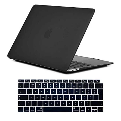 Image of FINDING Case 2018 MacBook Air A1932 13 inch with Touch Bar ID Retina BUNDLE 2 in 1 13.3 Rubberized matte hard + UK/EU layout Silicone Keyboard Cover (Black)