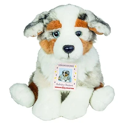 Image of Teddy Hermann 91935 Dog Australian Shepherd Puppy 8,7&quot;/22 cm, Soft Toy, Plush Special Edition &quot;Favorite Dogs&quot;