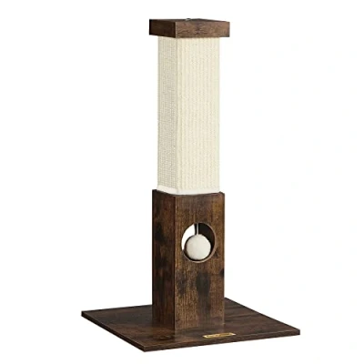 Image of Feandrea Cat Scratching Post, Post Made of Natural Sisal Rope, 73 cm High, with Plush Toy Ball, Scratch Protection for Furniture, Vintage Brown PCA021X01