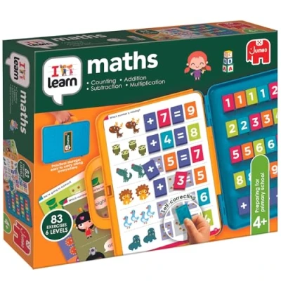 Image of I Learn Maths Fun Educational Toys &amp; Learning Game for Kids, Preschool Resources, Childrens Counting Times Tables Exercises Count, Subtract, Add and Multiply Ages 4 Years Plus Jumbo
