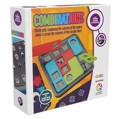 Image of the Happy Puzzle Company Combinations Challenging Game 72 Multi Level Challenges Fill Grid with Clever Additions, Subtractions, and Creative Thinking, Stimulate Your Mind