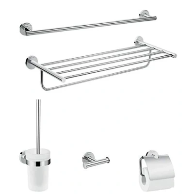 Image of hansgrohe 41728000 Logis Universal Bathroom Accessories Set, 5 Pieces, Chrome