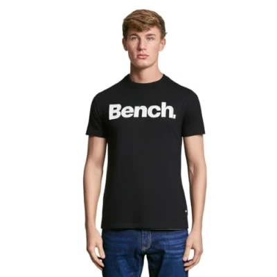 Image of Bench Mens Cotton T Shirt Short Sleeve Crew Neck Designer Logo Tee Casual Top Black (Spots) M
