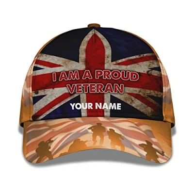 Image of 934 Dad Hat I Am A Proud Veteran Soldier Army British England Flag Snapback Cap Retro Golf Ball Classic Baseball for Ladies, Youth, Adult
