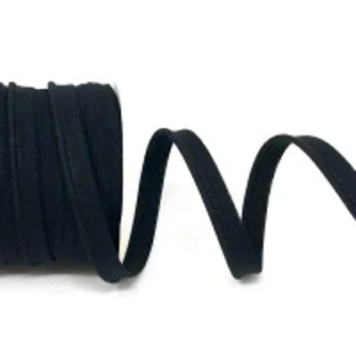 Image of 10mm Poly Cotton Flanged Piping Cord, Choice of Colour, Sold by The Metre (Black)