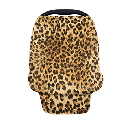 Image of TOADDMOS Classic Leopard Animal Print Stretchy Car Seat Cover for Babies,Cheetah Nursing Breastfeeding Cover,Soft Breathable Infant Carseat Canopy,Shopping Cart/High Chair/Stroller Covers