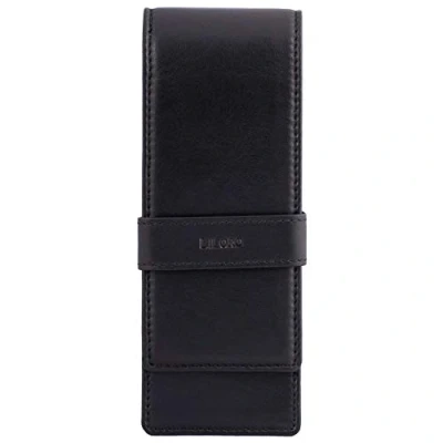 Image of DiLoro Leather Triple Pen Case Pencil Pouch Holder for Three Fountain Ballpoint Rollerball Pens and Pencils (Black)
