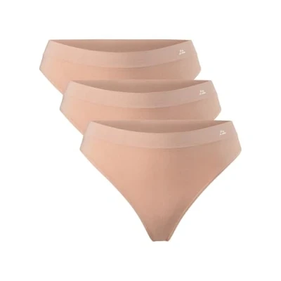 Image of DANISH ENDURANCE 3 Pack Women&#039;s Seamless Bamboo Thongs Panties, Super Soft Breathable Comfortable Underwear, Nude Beige, XS S