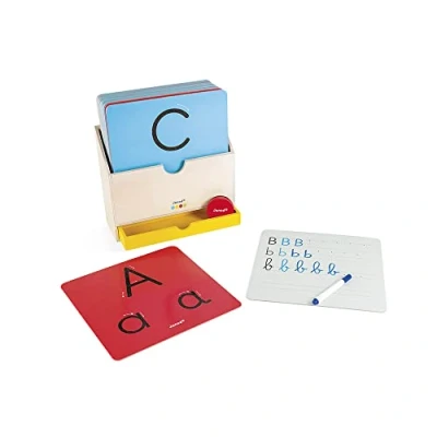 Image of Janod Essential Learn to Write Wooden Early Learning Educational Game Teaches Letters and Reading Water Based Paint from 3 Years, J05074, 9.1 x 3.1 9.6 inches