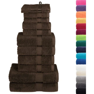 Image of vidaXL 12 Piece Premium Towel Set SOLUND Brown 600 gsm