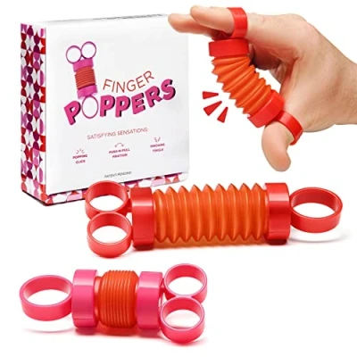 Image of Finger Poppers Pop It Fidget Toy Ring Tubes for ADHD, Anxiety, Sensory Exercise Muscle Building Popping Pipes Mini Toys Adults and Kids, Pack of 2