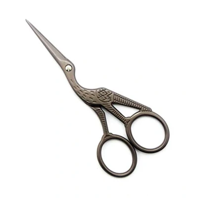 Image of HAND Classic Large Forged Stork Embroidery Scissors, Antique Finish 4.6