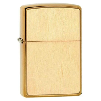 Image of Zippo Woodchuck Birch Emblem Attached, Brushed Brass Windproof Lighter, refillable, in gift box